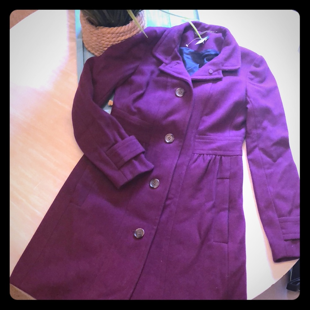 Like New J. Crew Eggplant Wool Trench Coat, Size 0
